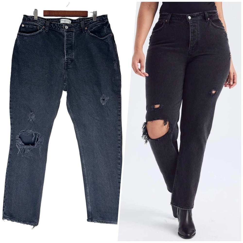 Abercrombie & Fitch | Women |  The Dad High Rise Black Curve Love Jeans | 32